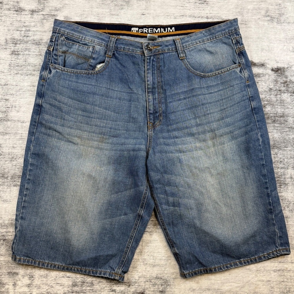 Route 66 Premium Mens Blue Denim‎ Shorts Size 38 Relaxed Fit Medium Wash Jorts